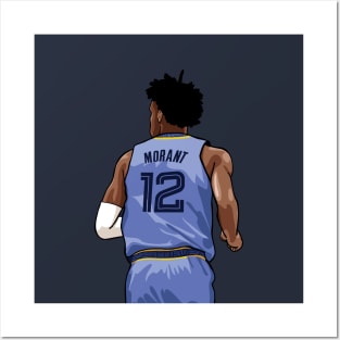 Ja Morant Pixel Back Posters and Art